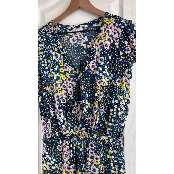 LOFT Women's Multicolor Floral Romper Faux Wrap Viscose Size XS - Picture 2 of 12